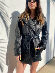 Vintage 90s WILSONS Black Leather Trench