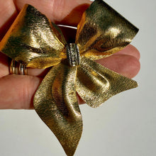 Load image into Gallery viewer, Vintage Gold Bow Brooch | Statement Pin | Collectible Large Bow
