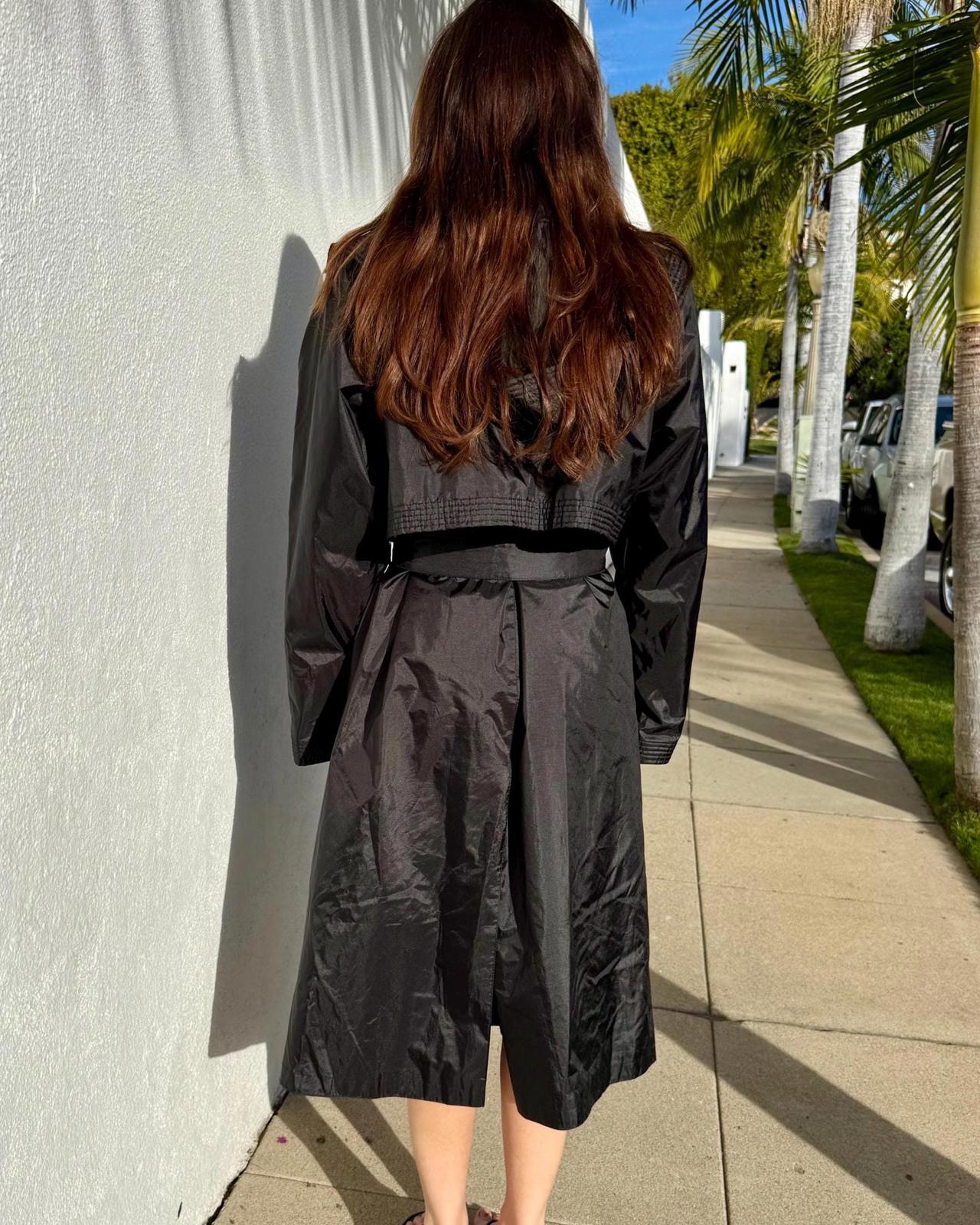 Vintage 90s Black Nylon Trench Coat | Worthington Essentials | Removable Lining
