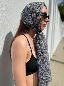 VTG Leopard Print Sheer Scarf Printed Scarf with Leopards Festival Scarf