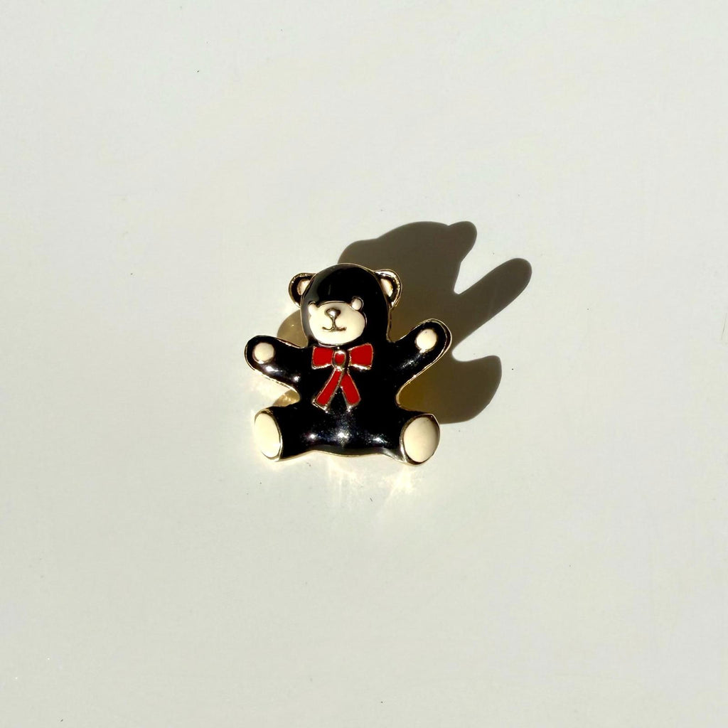 Vintage Enamel Teddy Bear Pin | Gold Tone Brooch | Cute Gift
