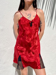 VTG 90s Gold Label Victorias Secret Satin Slip Red Slip