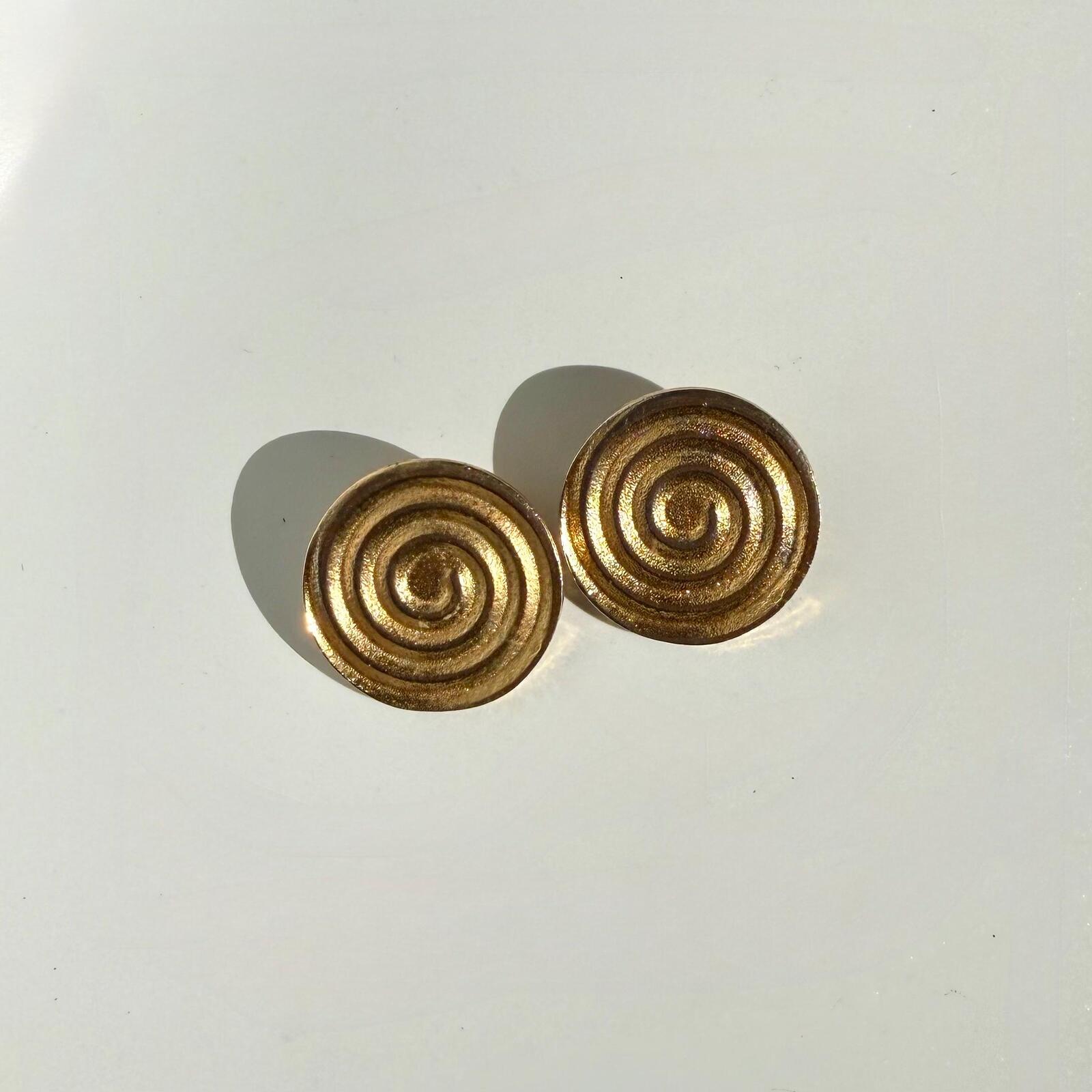 Vintage Mid-Century Gold Tone Swirl Earrings