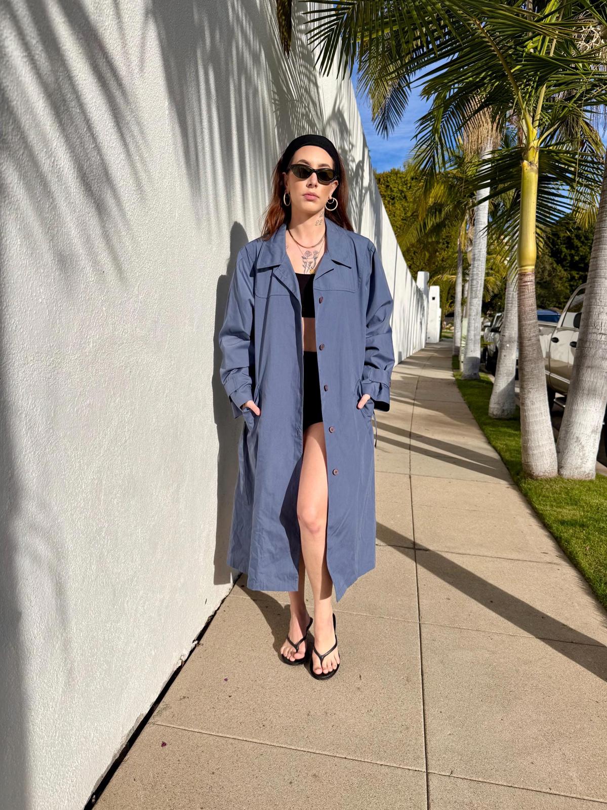 Vintage London Fog Trench | Blue Gray USA Made | Size 16P