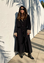 Load image into Gallery viewer, Vintage 90s Black Trench Coat with Hood
