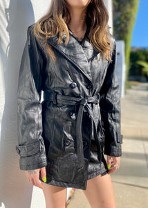 Vintage 90s WILSONS Black Leather Trench