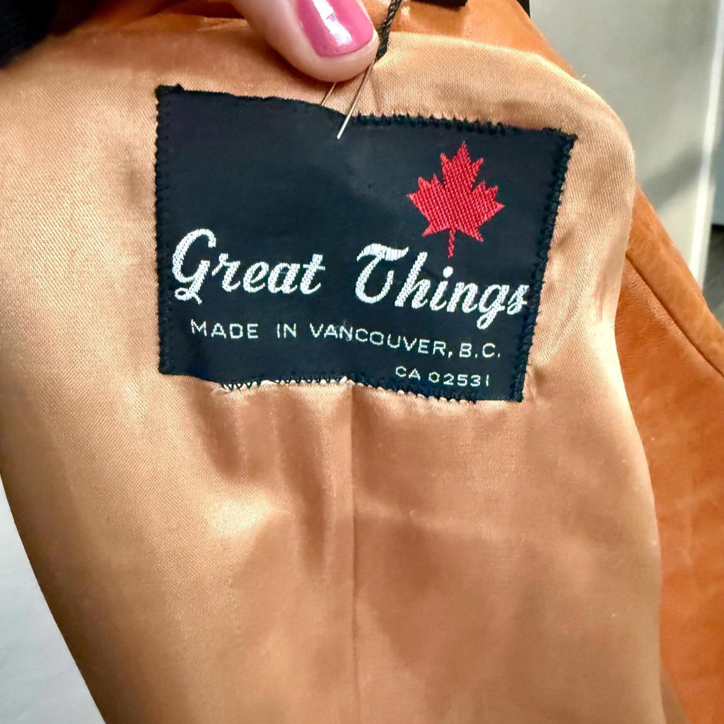 Vintage 70s Brown Leather Jacket | Belted Fitted Coat | Size XS