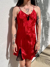 Load image into Gallery viewer, VTG 90s Gold Label Victorias Secret Satin Slip Red Slip
