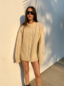 Vintage Hand Knit Cream Fisherman Sweater