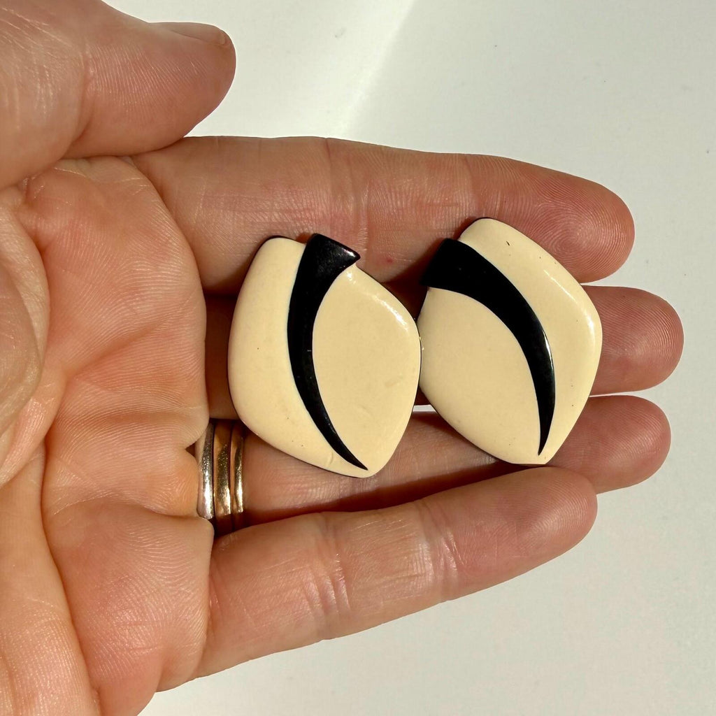Vintage 80s Geometric Enamel Earrings