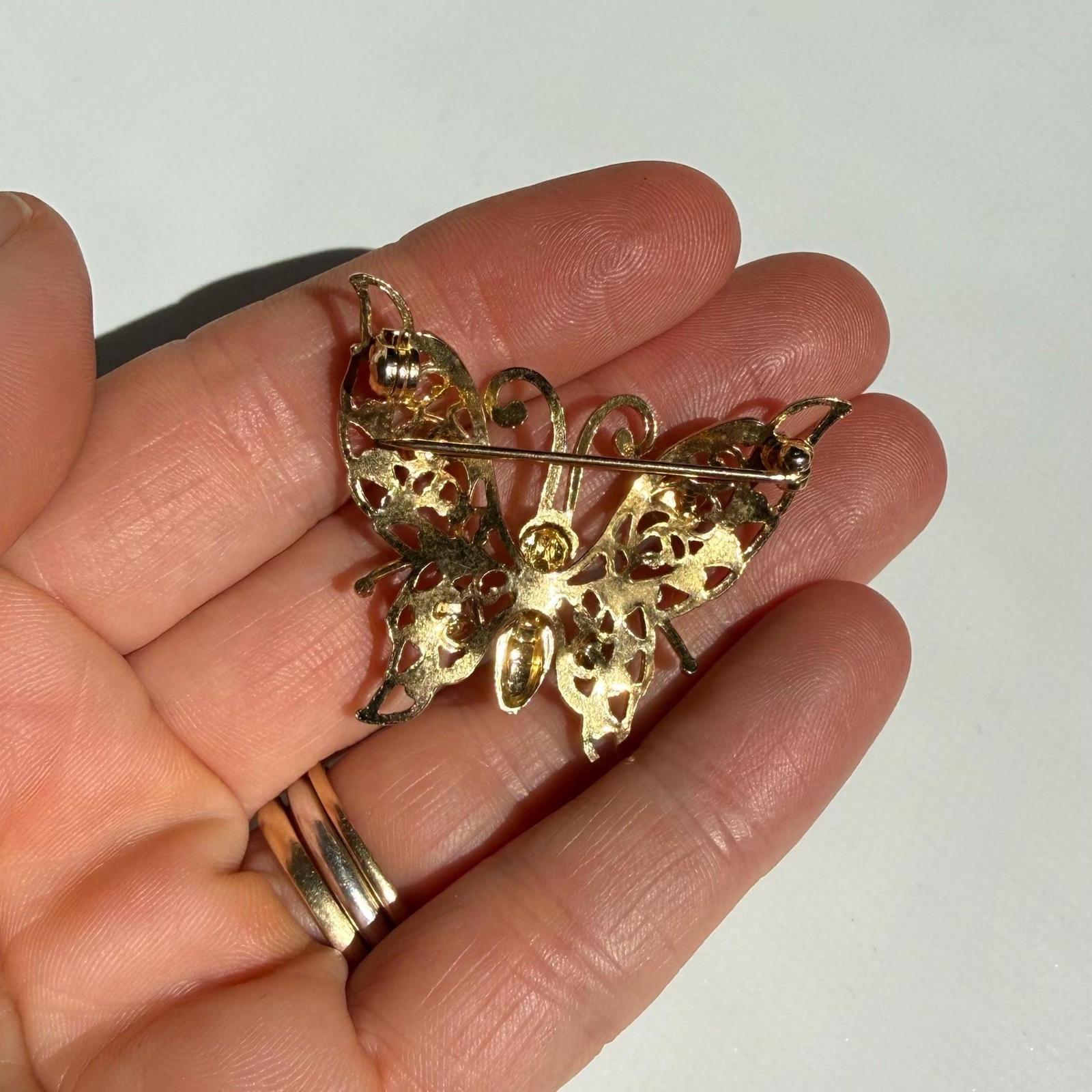 Vintage Gold Butterfly Brooch | Small Classic Pin