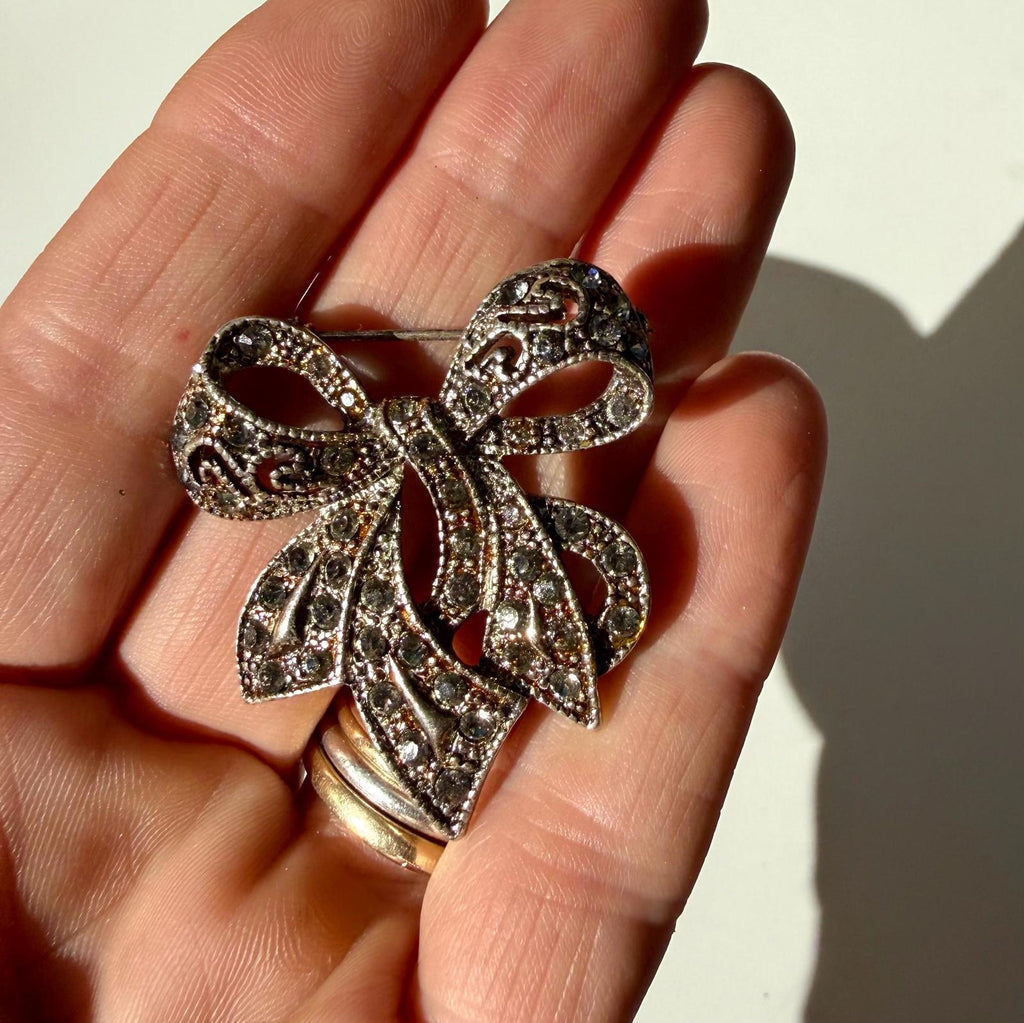 Vintage Silver Bow Brooch | Statement Pin | Collectible Large Bow