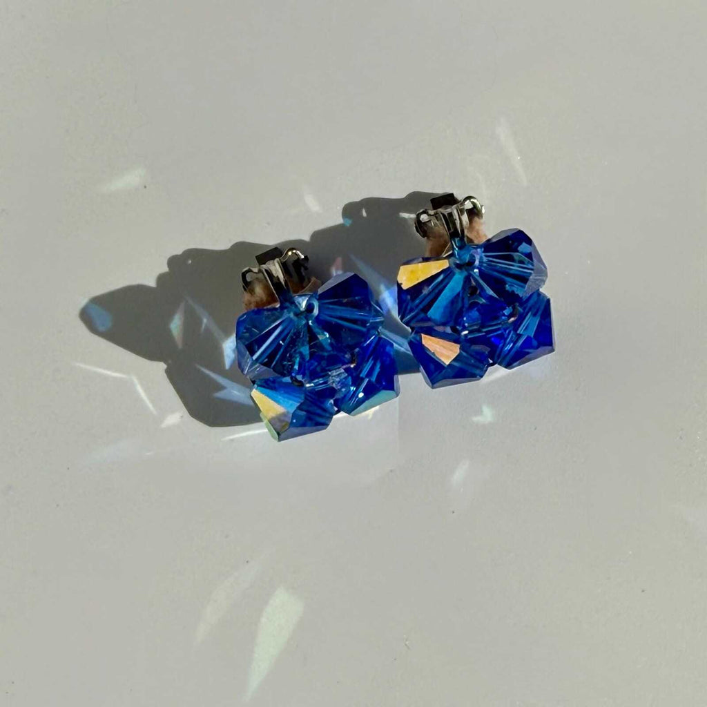 Vintage Blue Sparkly Crystal Earrings