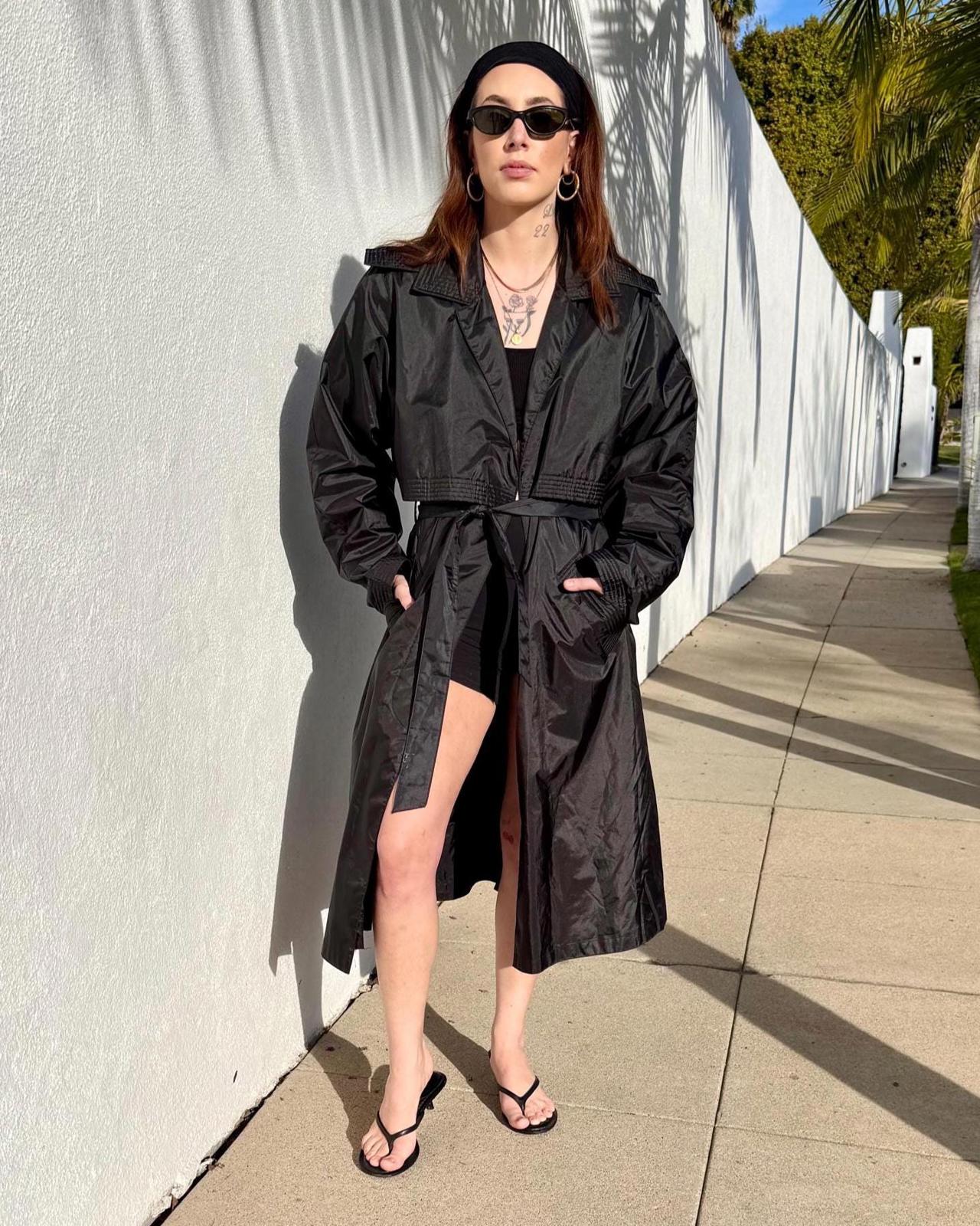 Vintage 90s Black Nylon Trench Coat | Worthington Essentials | Removable Lining