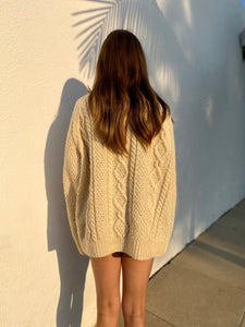 Vintage Hand Knit Cream Fisherman Sweater