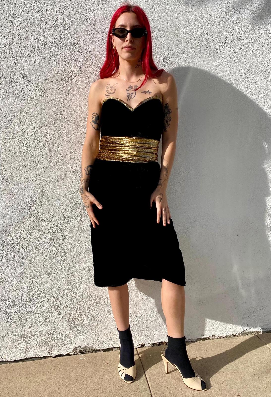 VTG 90s Black Velvet Party Dress