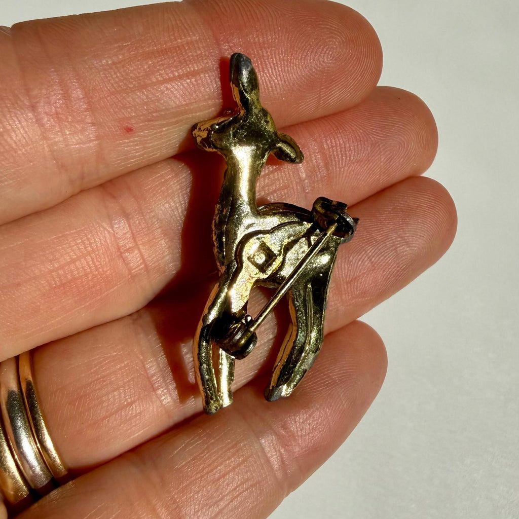 Vintage Deer Brooch | Fawn Gold Tone Pin