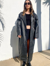 Load image into Gallery viewer, Vintage Long Leather Trench Coat
