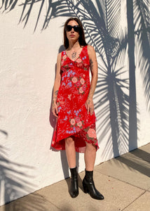 Red printed dress