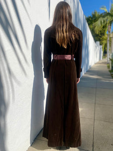 Vintage Dark Brown Long Velvet Coat