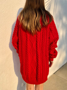 Vintage Irish Fishermans Sweater in Red