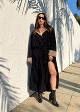 Load image into Gallery viewer, Vintage 90s Black Trench Coat with Hood
