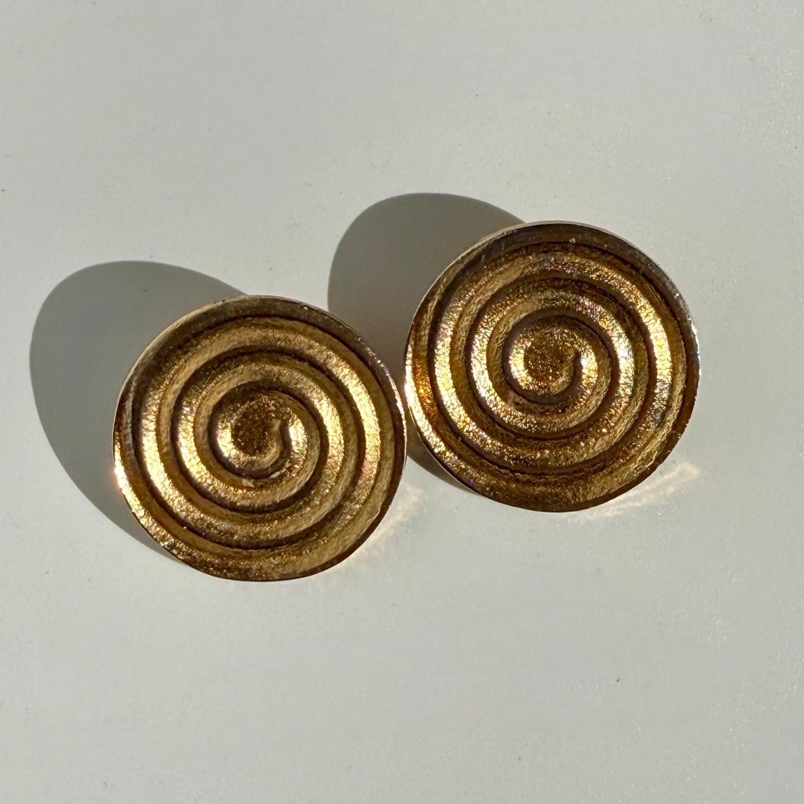 Vintage Mid-Century Gold Tone Swirl Earrings