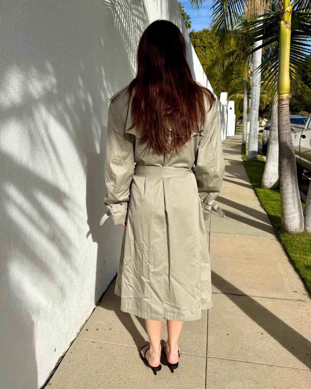 Vintage Mens Oversized Trench | Tan Long Coat | Size 40R