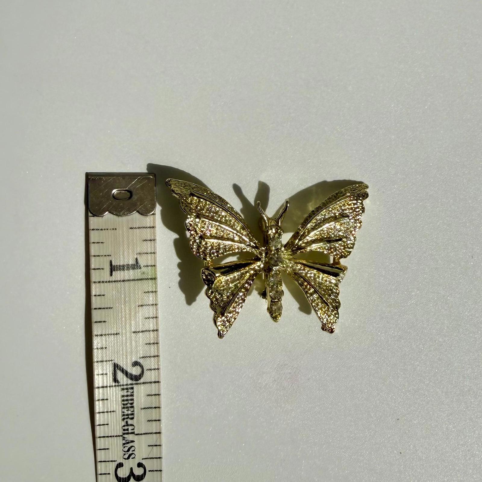 Vintage GERRY’S Butterfly Brooch | Gold Rhinestone Pin