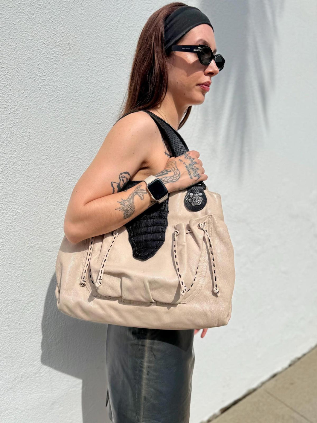 VTG Y2K Southwestern Oversized Leather Purse CARLOS FALCHI Bag Western Details