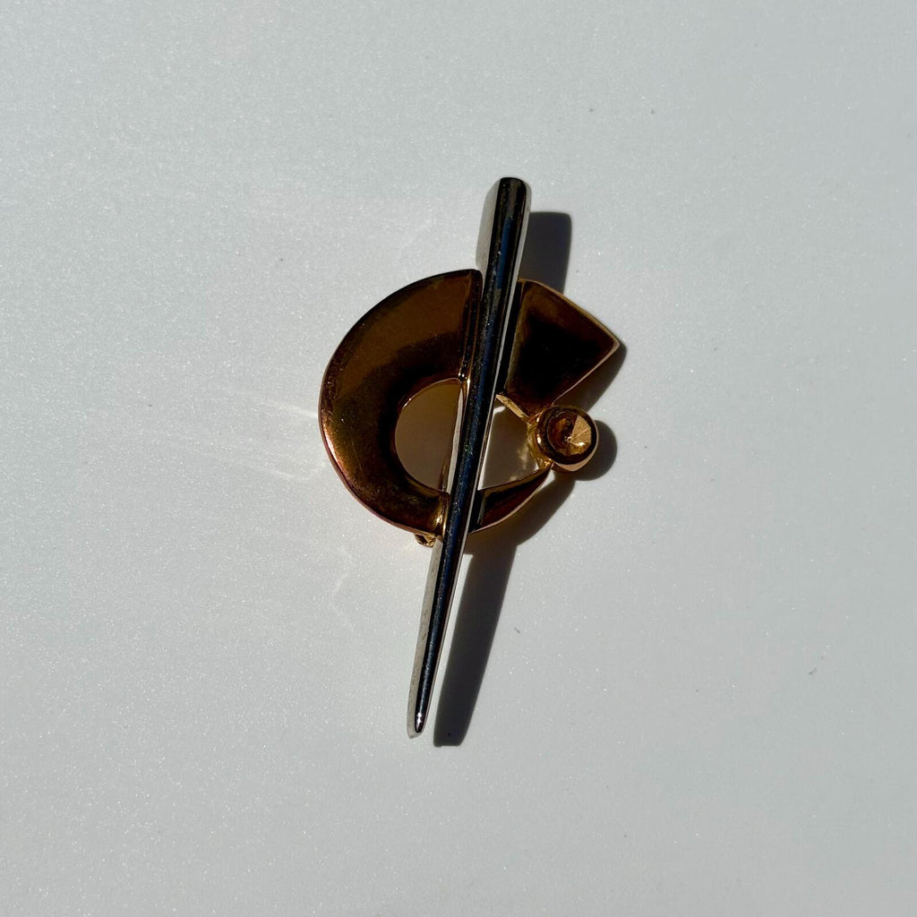 Vintage Gold & Silver Tone Mixed Metal Art Deco Brooch