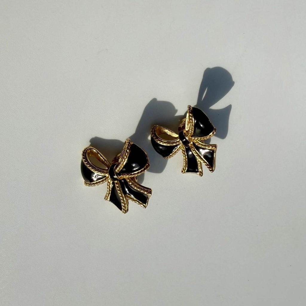 Vintage Gold Tone Avon Bow Earrings