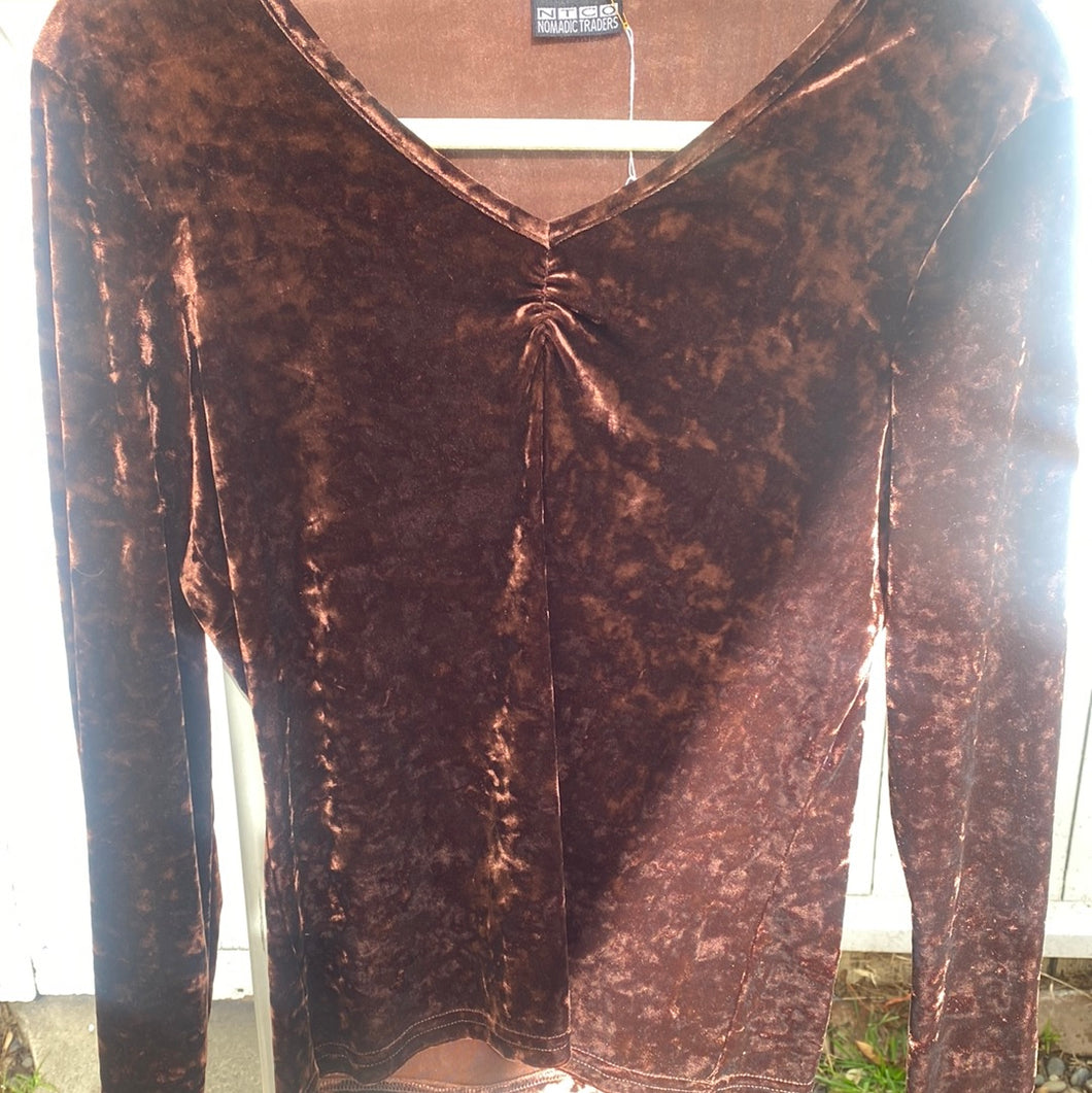brown crushed velvet top