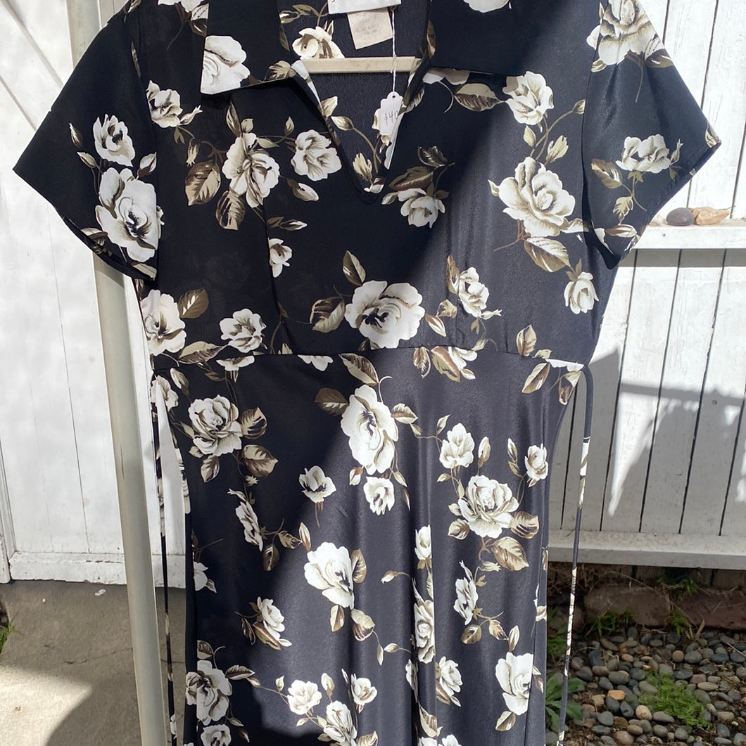 black floral print maxi dress