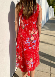 Red printed dress