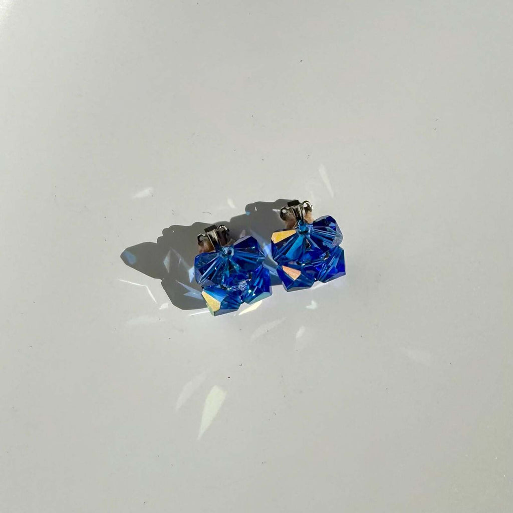 Vintage Blue Sparkly Crystal Earrings