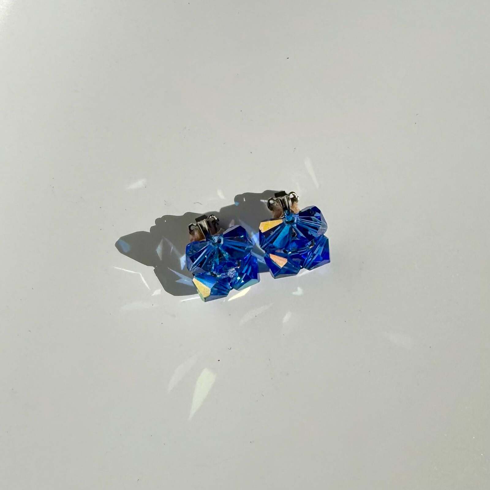 Vintage Blue Sparkly Crystal Earrings