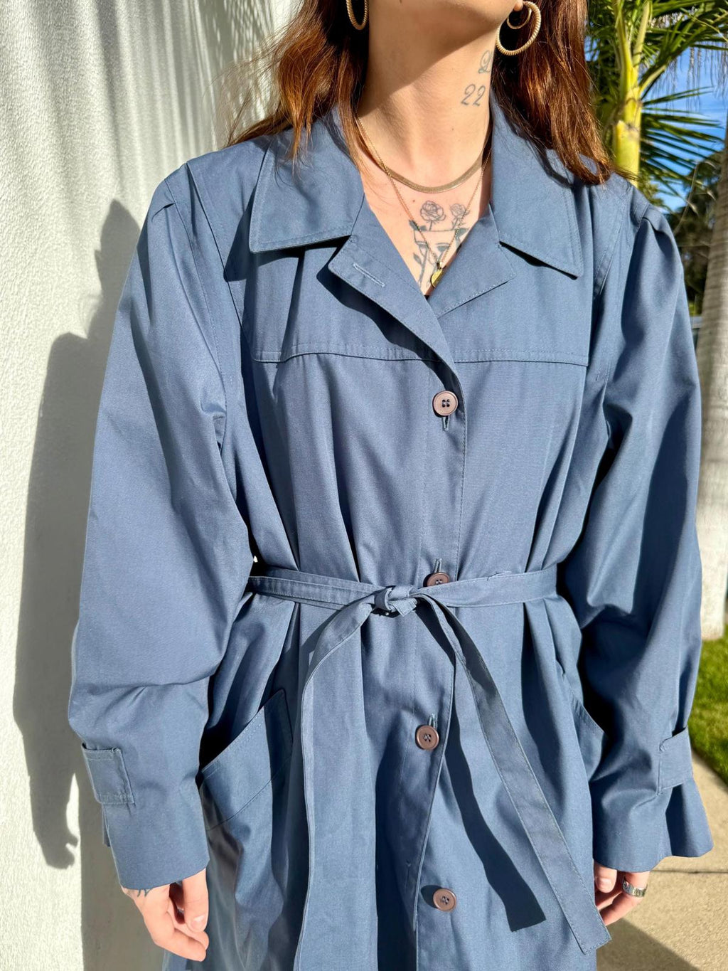 Vintage London Fog Trench | Blue Gray USA Made | Size 16P