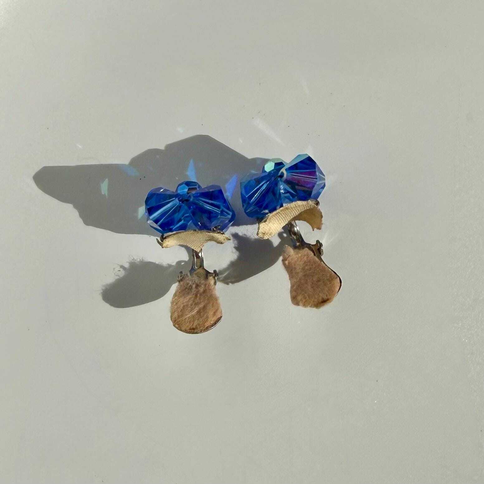 Vintage Blue Sparkly Crystal Earrings
