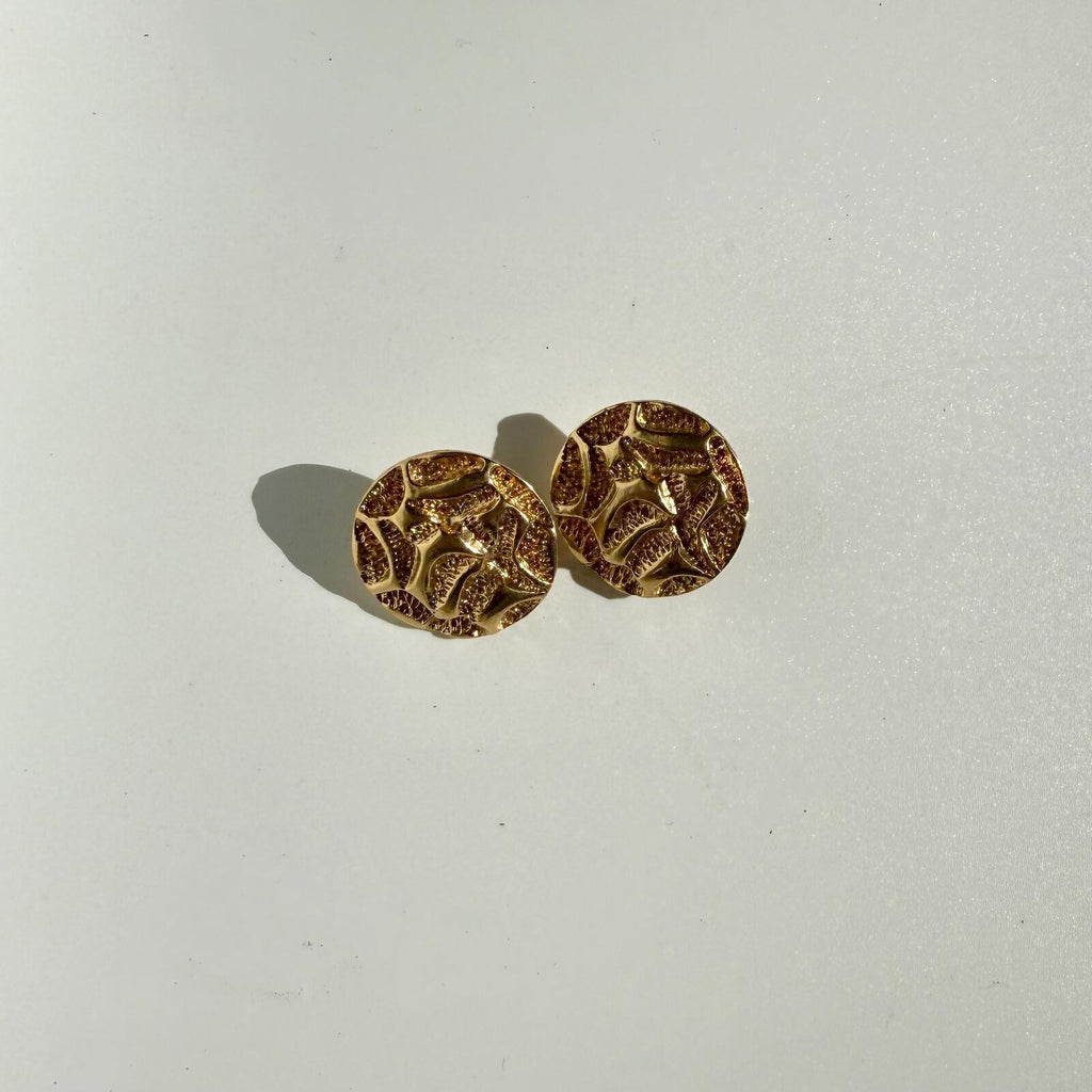 Vintage Mid-Century Golden Nugget Earrings