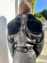 Load image into Gallery viewer, Vintage Black Leather Parka with Hood
