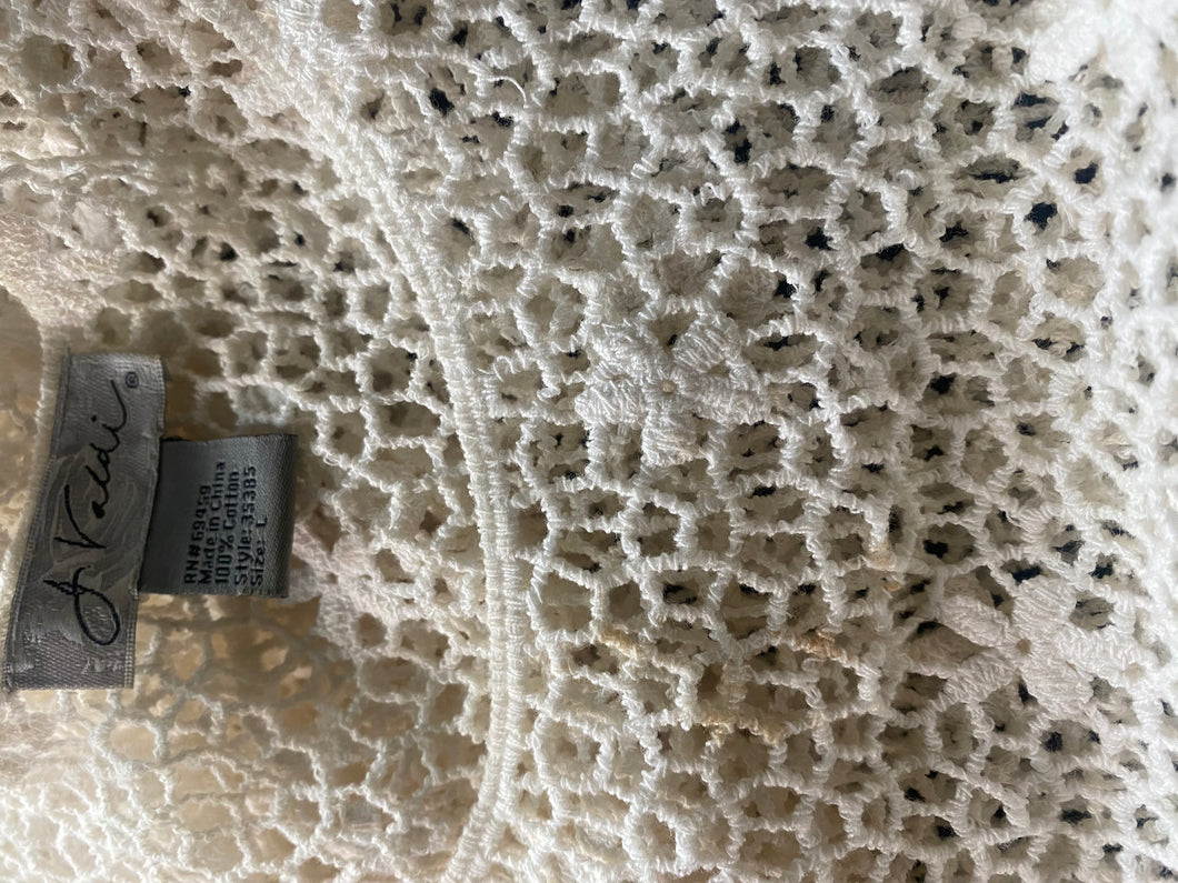 white crocheted dress