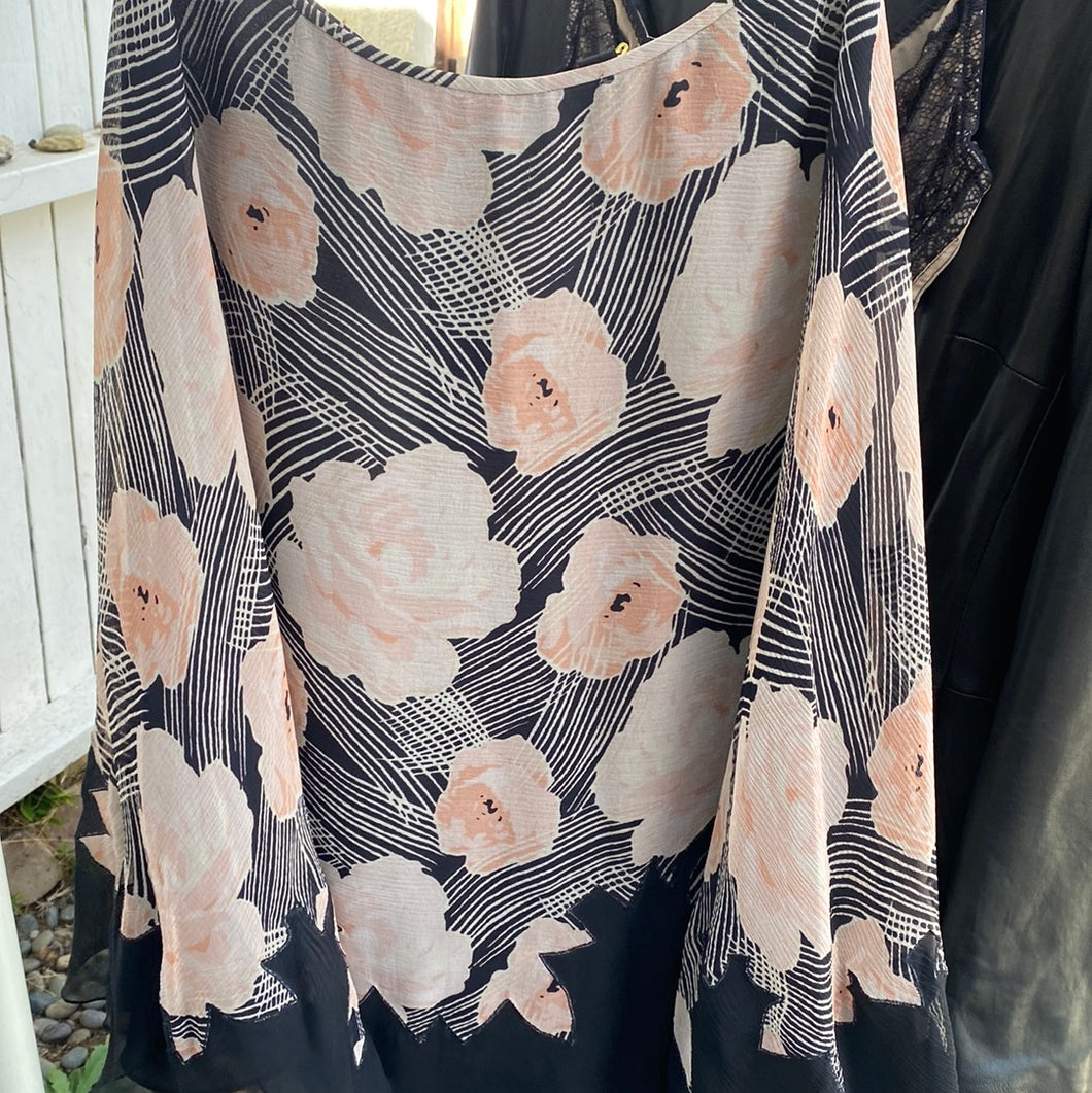 silk floral midi skirt