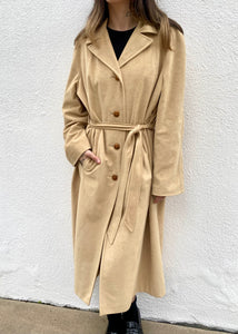 Vintage Tan Trench Coat, Union Made Long Trench Jacket