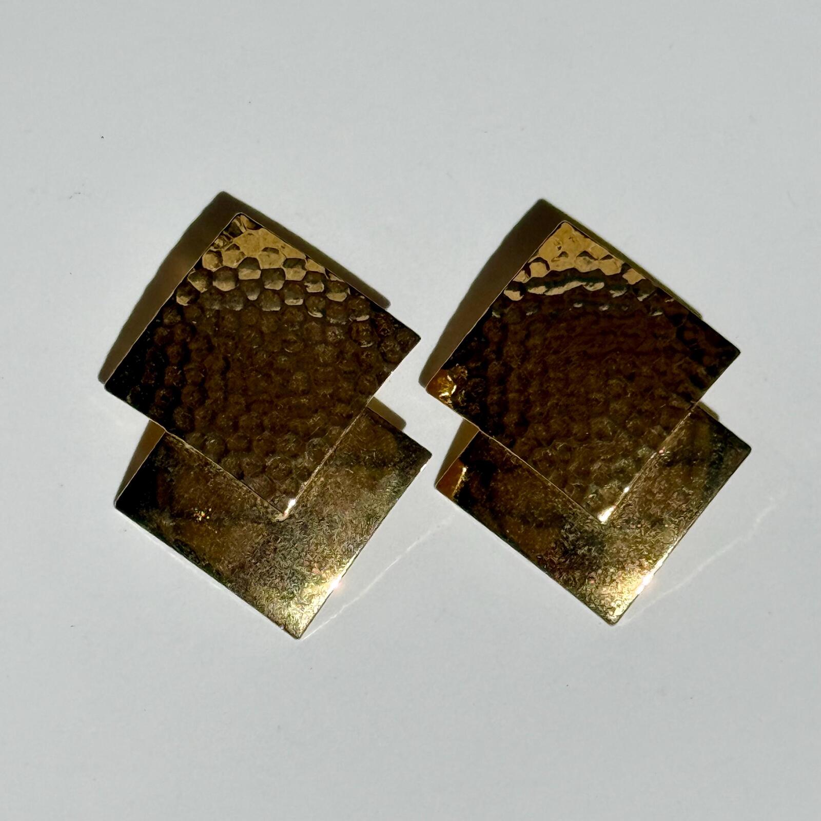 Vintage 80s Hammered Metal Earrings
