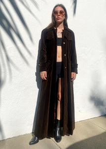 Vintage Dark Brown Long Velvet Coat