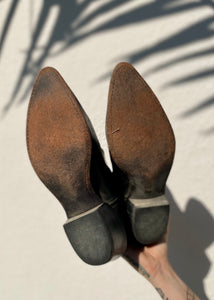 Vintage Mens Cowboy Black Boots, Size 9