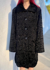 Vintage Black Teddy Bear Faux Fur Coat