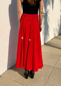 Vintage Western Wear Red Skirt with Concho Details