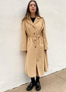 Vintage Tan Trench Coat, Union Made Long Trench Jacket